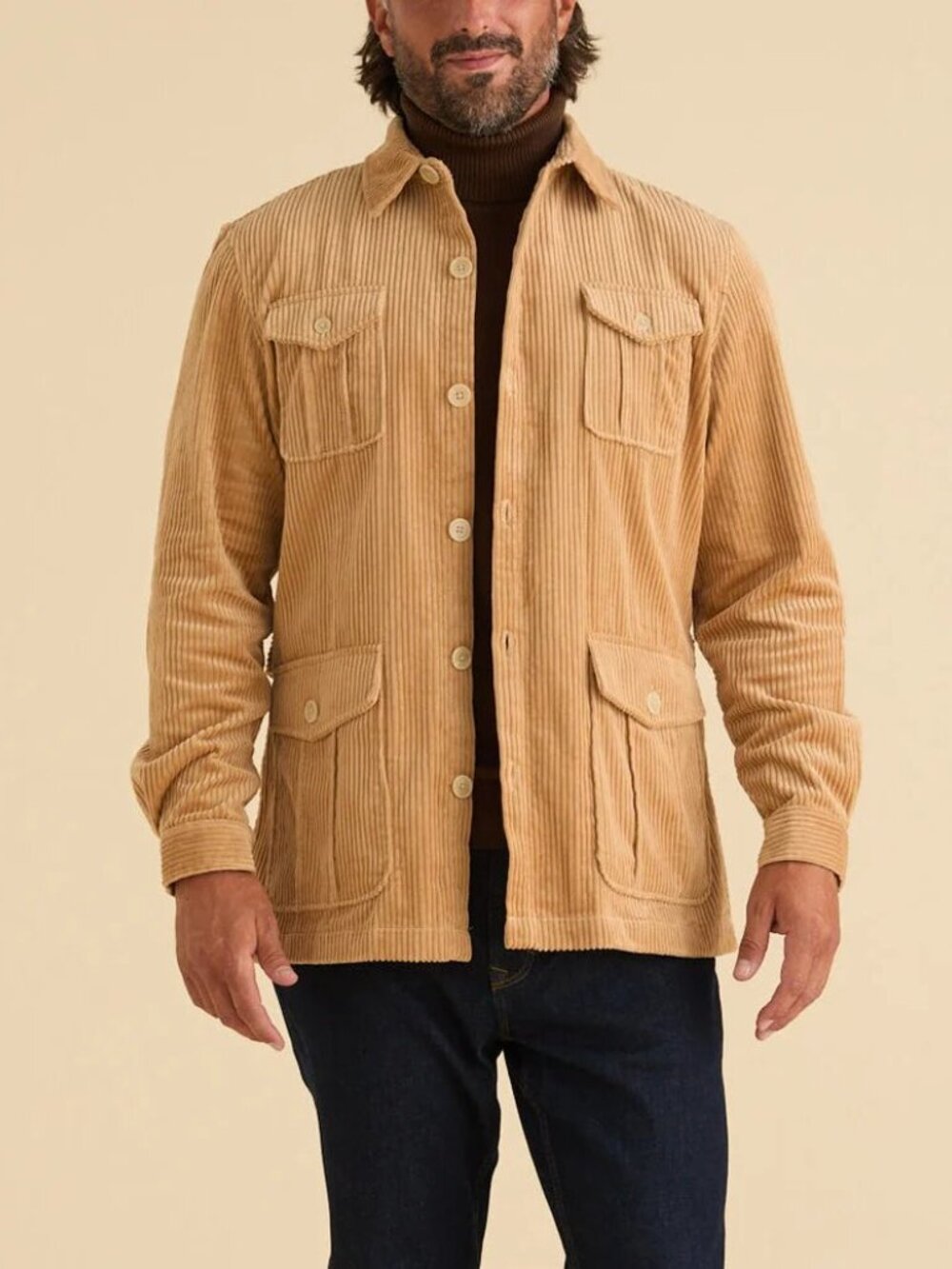 New Inserch Corduroy 4-Pocket Belted Blazer Jacket BL267 COLOR KHAKI SIZE 4XL